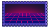 A stamp with a lilac border showing an 80's scrolling grid ground texture, going on to the horizon.